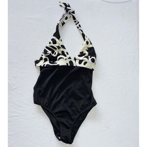 Venus Swimsuit One Piece size 14 black white halter